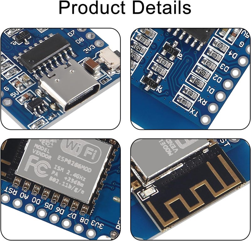 ACEIRMC Type-C ESP8266 ESP-12 ESP-12F NodeMcu Mini D1 Module WeMos Lua 4M Bytes WLAN WiFi Internet Development Board Base on ESP8266 ESP-12F for Arduino,Compatible with WeMos D1 Mini (10pcs Type-C) - Image 3